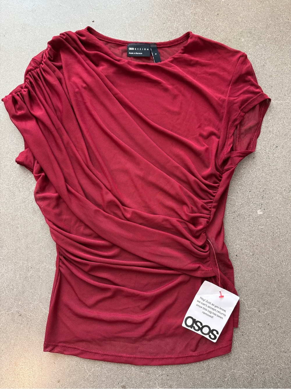 ASOS Sheer Red Short Sleeve Top